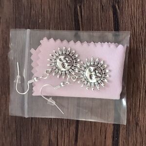 Handcrafted Silver Sun Dangle Earrings NEW
